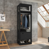 Closet Guarda Roupa Aberto Multiuso Com Porta Titan Preto