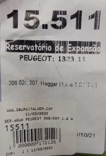 Deposito Agua Radiador Peugeot 1.6 206 207 Florio 85-15511 Foto 3