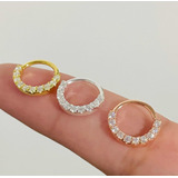 Aros Ear Clips 11mm  Micropave Con Cierre Piercing De Plata 