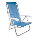 Encosto De Cadeira De Praia Em Alumínio Sannet Camping Bz3 De 8 Posições - Cor Azul