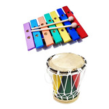 Xilofone E Mini Tambor - Instrumento Musical Infantil
