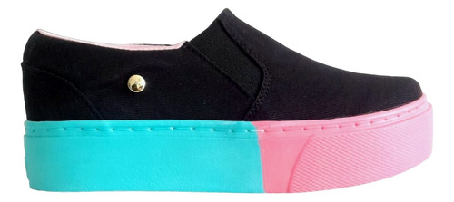 Zapatillas Slip-ons Mujer Van Lona Dama Arcoiris Cosidos