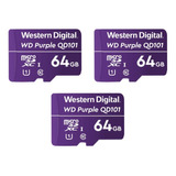 Pack 3 Tarjeta Memoria Micro Sd Wd Purple 64gb Wdd064g1p0c