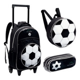 Kit Mochila Infantil Rodinhas Masculina Futebol Escolar Bola