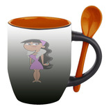 Mug Magico Con Cuchara Dibujos Animados   R238