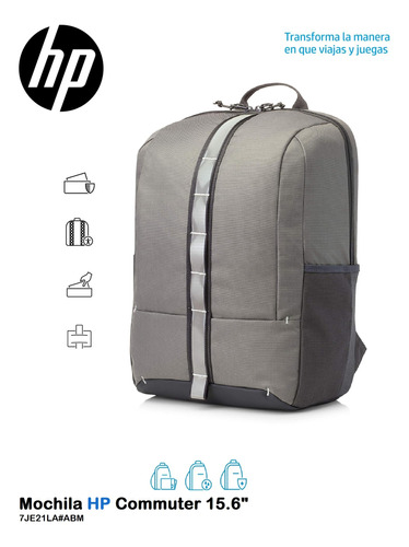 Backpack O Mochila  Hp Commuter  15.6 Pulgadas  Gris Nueva