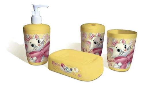 Kit Para Lavabo Banheiro 4 Peças Gata Marie Disney Gedex