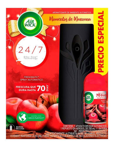 Aromatizante Air Wick Ambiental Freshmatic Momentos De Manzana Difusor Y Repuesto