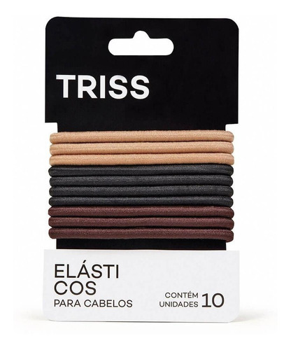 Elástico Cabelo Triss/needs Cores Preto, Marrom E Bege 10un Triss Conjunto De Elasticos Para Cabelo Em Nailon Cores Preto, Marrom E Bege Contendo 10 Unidades