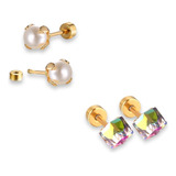 Aretes De Perla Y Cristal Tornasol.