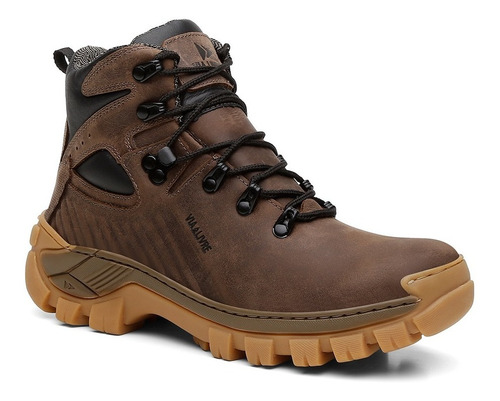 Coturno Adventure Bota Masculino Couro Ecológico Cano Médio