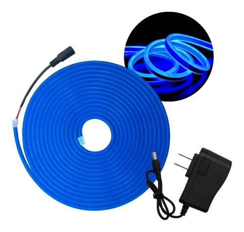 Manguera Tira Led Neon Flex Led 5 Mts Con Trasnformador 127v Color De La Luz Azul