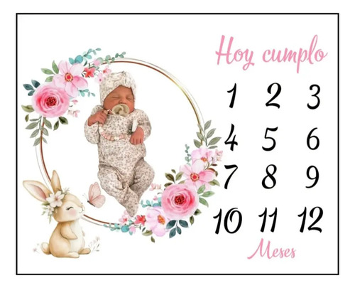 Manta Bebé Cumple Mes Recién Nacido Fotos
