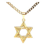 Collar Color Oro Dije Hexagrama Estrella Israel Hombre Mujer