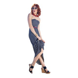 Vestido Maxi Vestido Estampado Rayas Navy Kawaii Mod.294