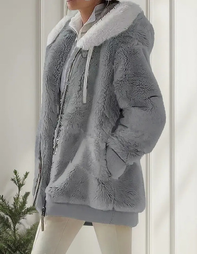 1 Cabolsa Mujer Abrigo Felpa Peludo Invierno Frío