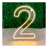 Painel Neon Numero Dois 2 Instagram Iluminação Branco 50 Cm
