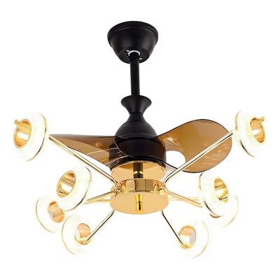 Ventilador Lámpara Candil Led De Lujo Nordico Moderno Benkel Negro