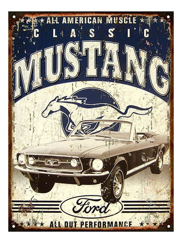 Cartel De Chapa Publicidad Antigua Ford Mustang X209