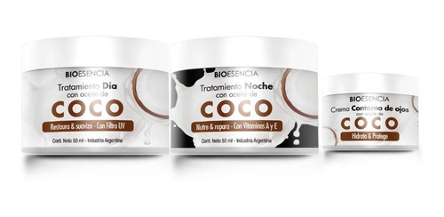 Set Crema Facial Dia + Noche + Contorno Aceite De Coco 