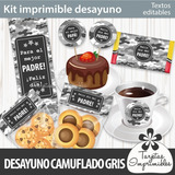 Kit Imprimible Desayuno Dia Del Padre Camuflado G Editable