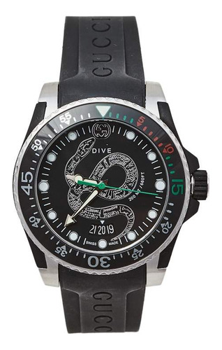 Reloj Gucci Black Stainless Víbora Snake Motif Dive Ya136323
