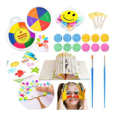 Kit Acuarelas Dolores Pintura Dedo Niños Estuche Colores Pintar Set De Arte con Cuaderno de dibujo cepillos de esponja sello de patrón regalo perfecto | MercadoLibre