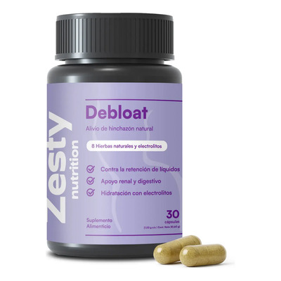 Zesty Nutrition Debloat 30 Cápsulas  Fórmula 100% Natural Con 12 Ingredientes Para Apoyar El Confort Digestivo Y El Equilibrio Abdominal | Meses sin interés
