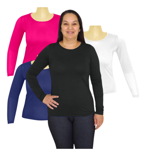 Kit 4 Camisetas Feminina Frio Segunda Pele Inverno Plus Size