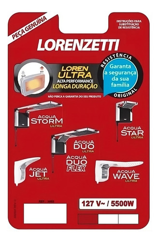 Resistência Chuveiro Acqua Duo Ultra Storm Star  Lorenzetti