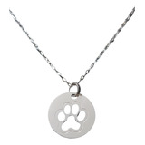 Collar Cadena Circulo Huella Perro Gato Mujer Plata 925 + Ca