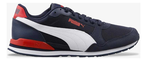 Tenis Puma St Runner V3 Mesh Hombre- Peacoat-white-red 