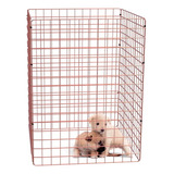 Cercado Móvel Pet Cachorro Gato 4 Telas 80x60cm Rose Gold