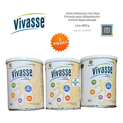 Dieta Enteral Polimerica Vivasse Sabor Natural Pvo 400g 3pza | Envío gratis