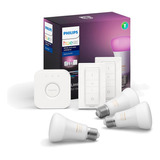 Kit Philips Hue Bridge + 3 Ampolletas Color Bt + 2 Dimmer