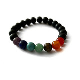 Pulsera De Onix Mate Con 7 Chakras En Cuarzo