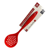 Escumadeira De Silicone Para Fritura Não Risca Panela 28,5cm Cor Vermelho