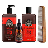 Kit Barba Negra - Balm Shampoo Óleo Pente Grande Don Alcides