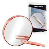 Set De Mini Pinzas Para Cejas Y Espejo 10x Tweezerman