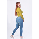 Jeans Dama Mezclilla Corte Colombiano