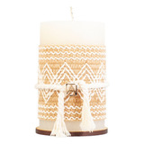 Vela Aromática Grande Con Yute Decorativo De Rombos Beige