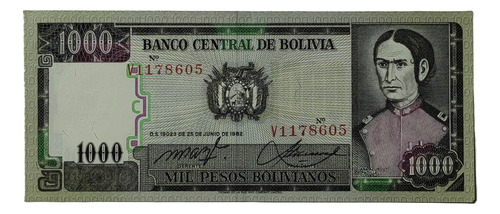 Billete 1000 Pesos Bolivianos 1982 Bolivia Au