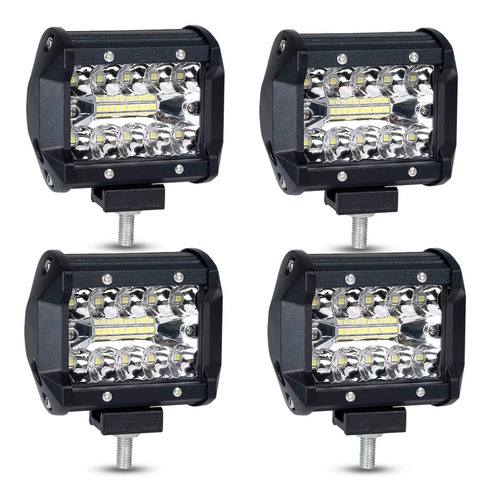 Kit 4 Faros Barra 20 Leds Luz Auxiliar Accesorio Camion 