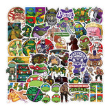 Tortugas Ninja 50 Calcomanias Stickers Pvc + 4 Pines Broches