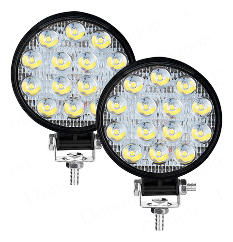 Kit 2 Farol Led Redondo Milha 42w 14 Leds Carro Jeep 12v/24v