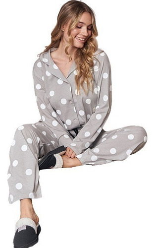 Pijama De Dama Camisa Abotonado Lunares  - Jaia 23004