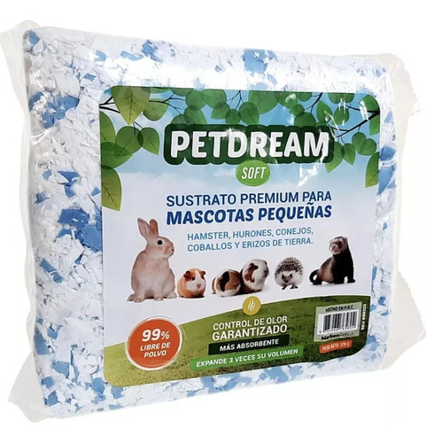 Sustrato Papel Petdream Soft Blue 570gr Cuy Hamster Erizo