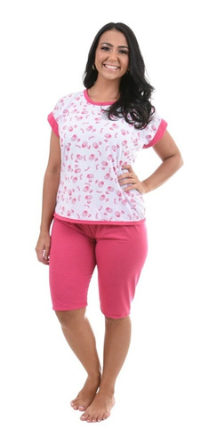 Pijama Pescador Adulto Feminino Bermuda Capri