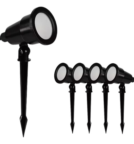 Kit 4 Luminária Espeto Jardim Lâmpada Cob Led 7w Luz Verde