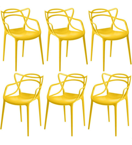 Kit 6 Cadeiras Allegra Masterchair Empilhável Varias Cores